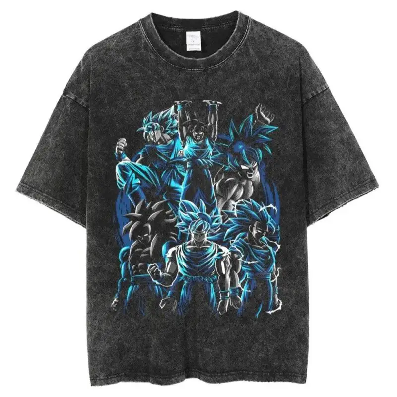 Dragon Ball Vintage Washed Cotton T-Shirts Series KI (16 Styles) - AnimeGo Store