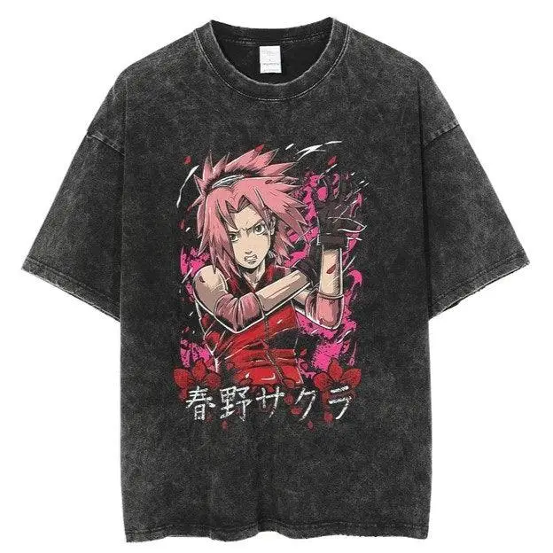 Naruto Vintage Washed Cotton T-Shirts Series A (16 Styles) - AnimeGo Store
