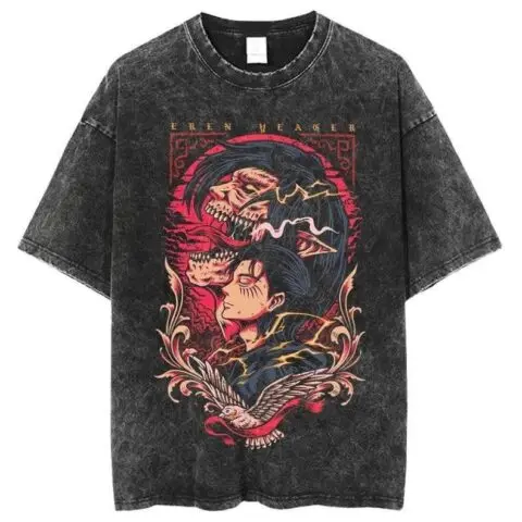 Attack On Titan Vintage Washed Cotton T-Shirts Series (10 Styles) - AnimeGo Store