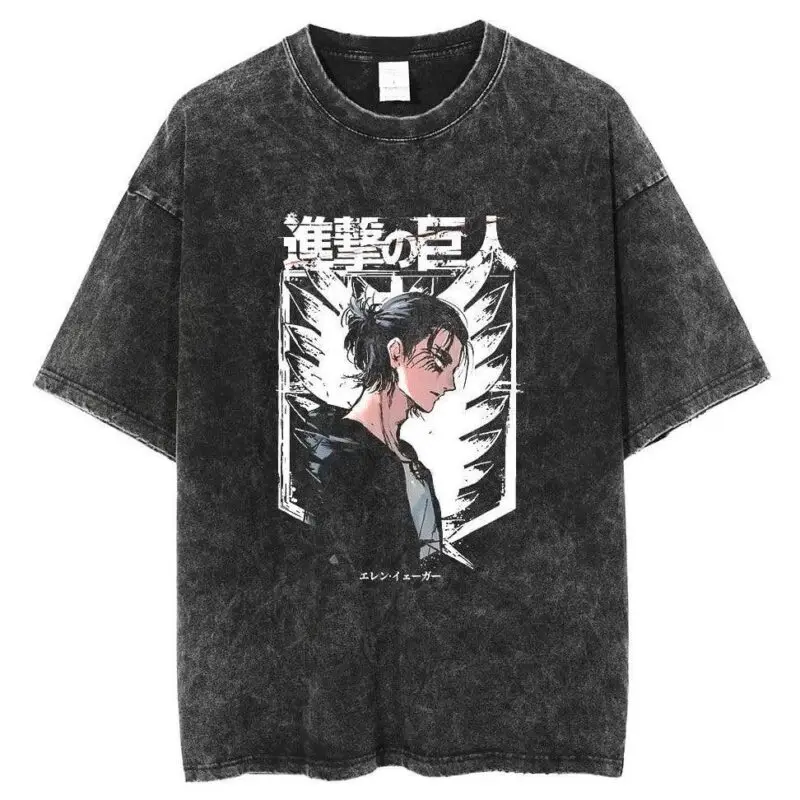 Attack On Titan Vintage Washed Cotton T-Shirts Series (10 Styles) - AnimeGo Store