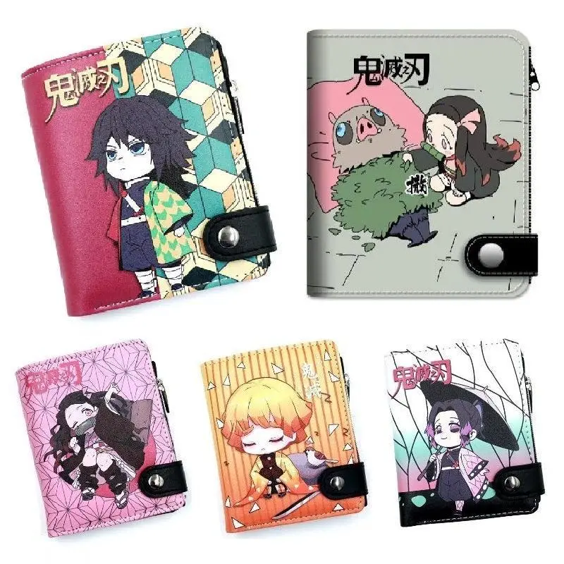 Demon Slayer Chibi PU Leather Button Wallets (7 Styles) - AnimeGo Store