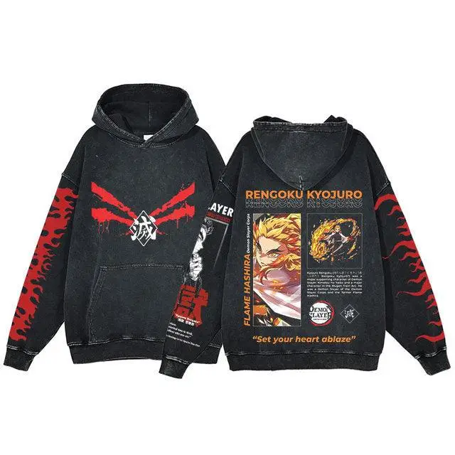 Demon Slayer Vintage Washed Cotton Hoodies Series (16 Styles) - AnimeGo Store