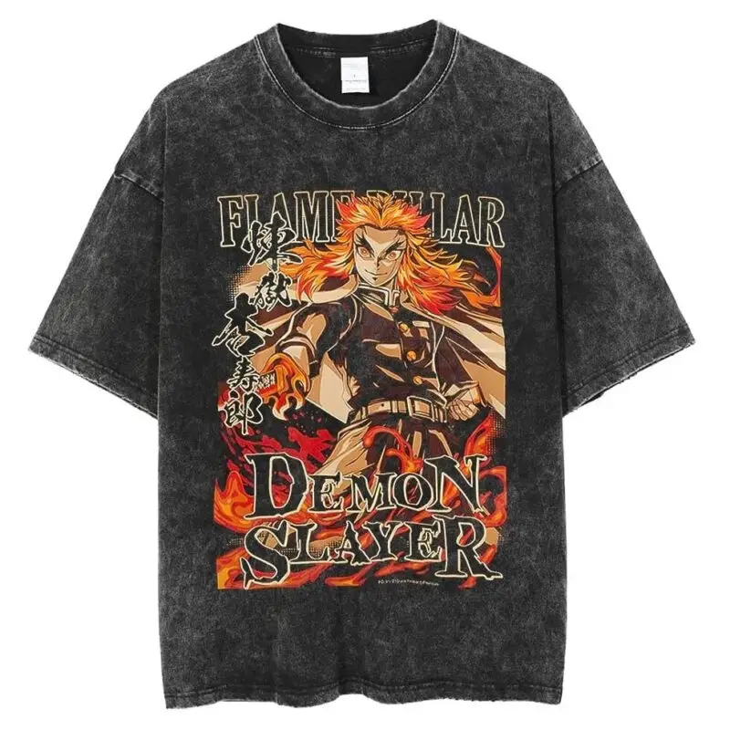 Demon Slayer Vintage Washed Cotton T-Shirts Series (16 Styles) - AnimeGo Store