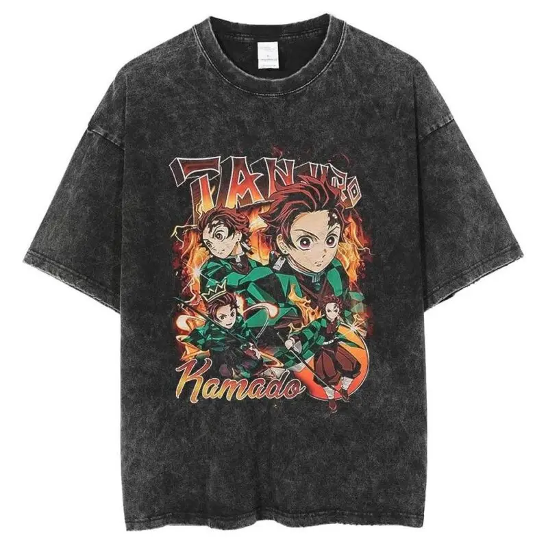 Demon Slayer Vintage Washed Cotton T-Shirts Series (16 Styles) - AnimeGo Store