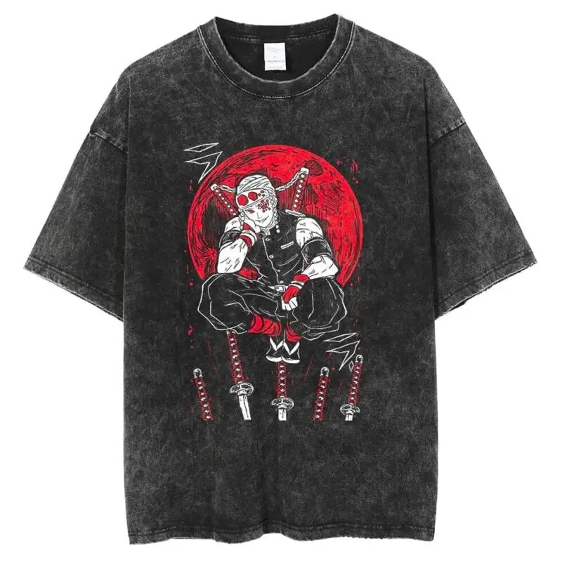 Demon Slayer Vintage Washed Cotton T-Shirts Series (16 Styles) - AnimeGo Store