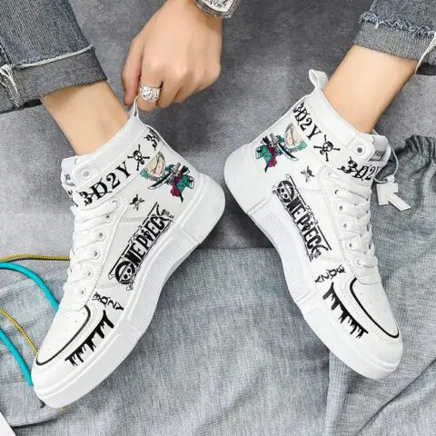 One Piece Zoro & Luffy High Top Shoes / Sneakers - AnimeGo Store