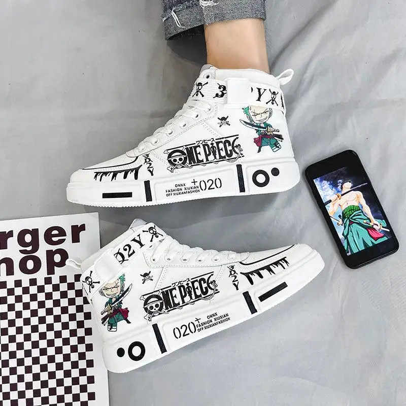 One Piece Zoro & Luffy High Top Shoes / Sneakers - AnimeGo Store